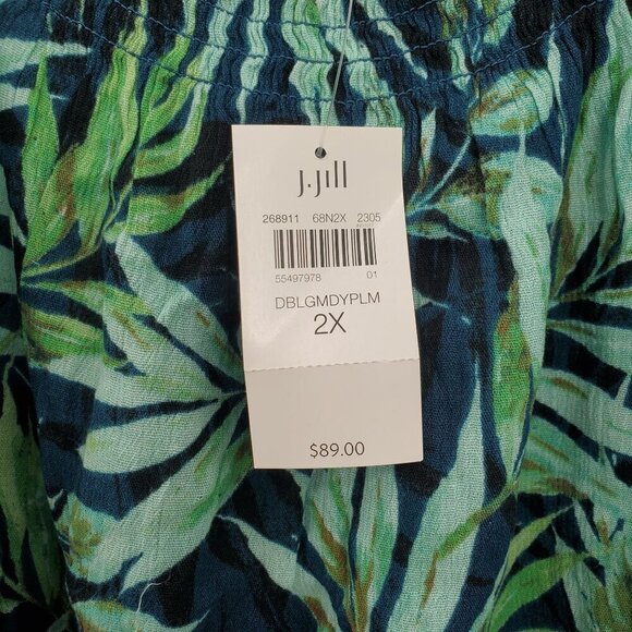 J Jill Off Shoulder Tropical Print Long Sleeve Blouse Top Women Size 2X Plus NWT - Picture 5 of 13